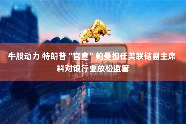 牛股动力 特朗普“官宣”鲍曼担任美联储副主席 料对银行业放松监管