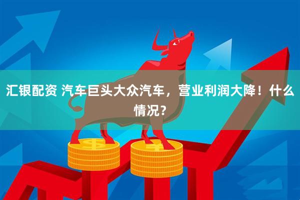 汇银配资 汽车巨头大众汽车，营业利润大降！什么情况？